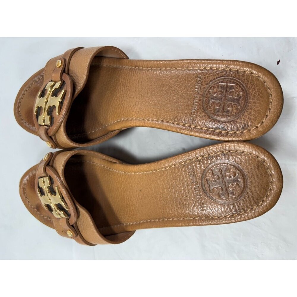 Tory Burch Selma Wedge Platform Slides Shoes Tan … - image 3
